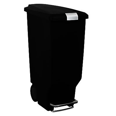 simplehuman Slim Plastic Pedal Bin, Black, 25L